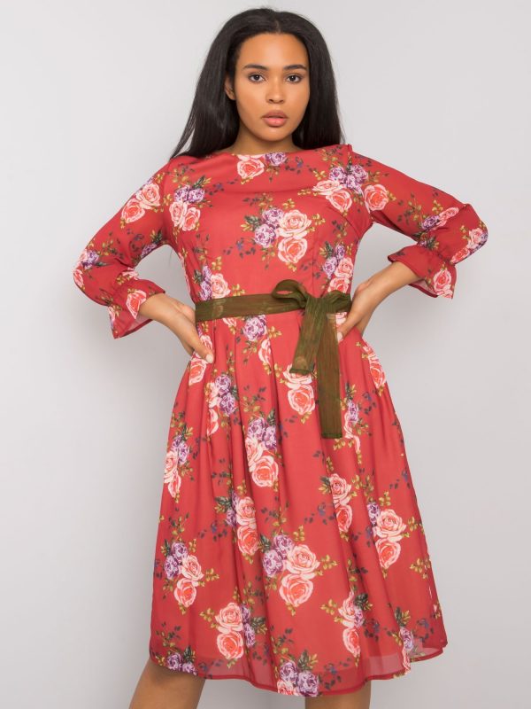 Burgundy Plus Size Floral Dress Bianna