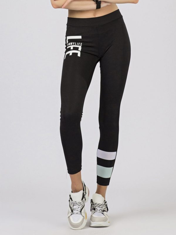 TOMMY LIFE Black & Mint Leggings