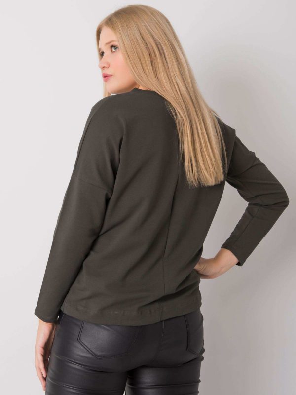 Dark khaki plus size blouse with Sherilyn inscription