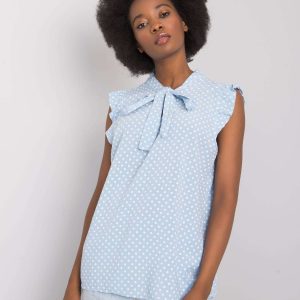 Kaiya light blue polka dot blouse