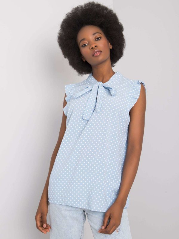 Kaiya light blue polka dot blouse