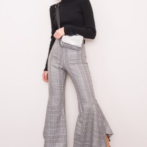 Grey plaid women's trousers BSL