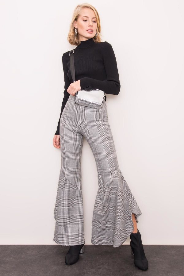 Grey plaid women's trousers BSL