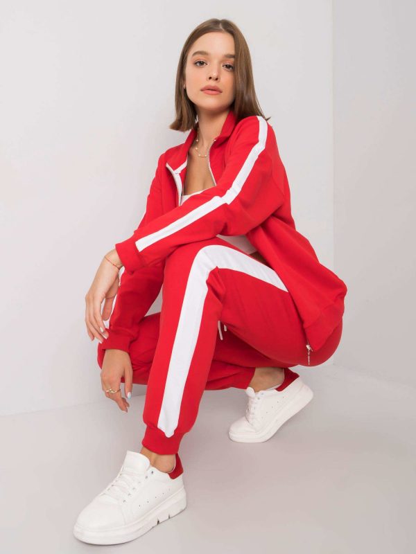 Red women's set with stripes Aliana