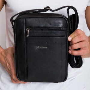 Black Rectangular Men's Leather Bag