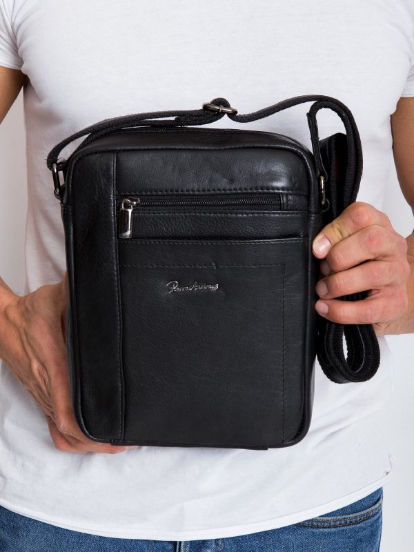 Black Rectangular Men's Leather Bag