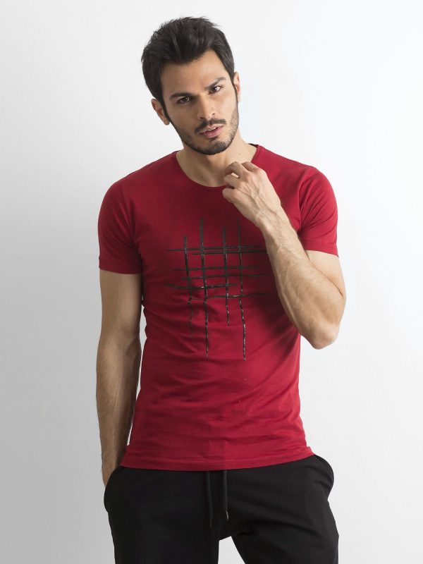 Men's T-shirt in burgundy cotton