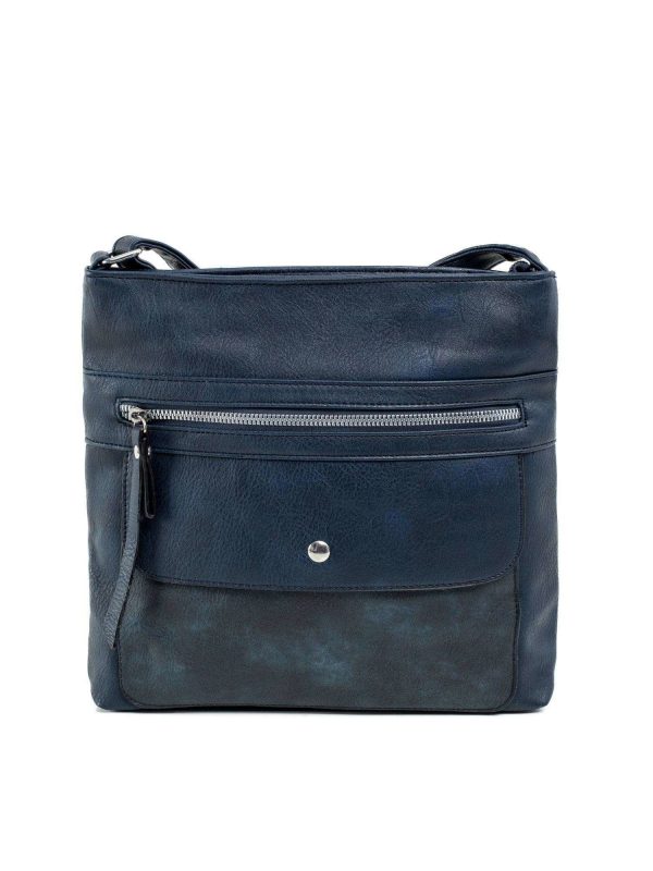 Navy blue shoulder bag with pockets