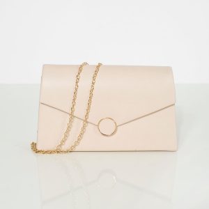 Beige eco-leather clutch