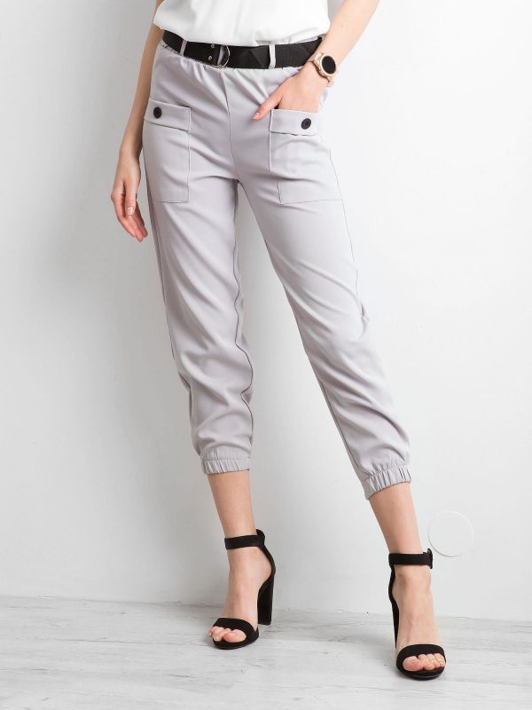 Grey trousers with welts