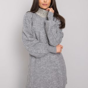 Gray knitted dress with applique Shandee RUE PARIS