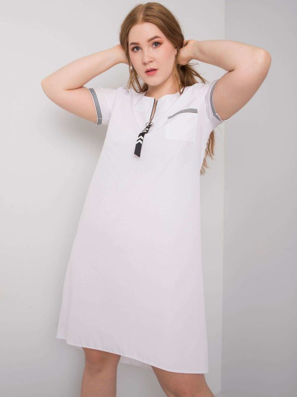 Viana White Plus Size Cotton Dress