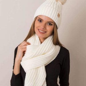 Ecru women's hat and scarf set RUE PARIS