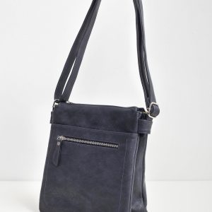 Blue handbag with long strap