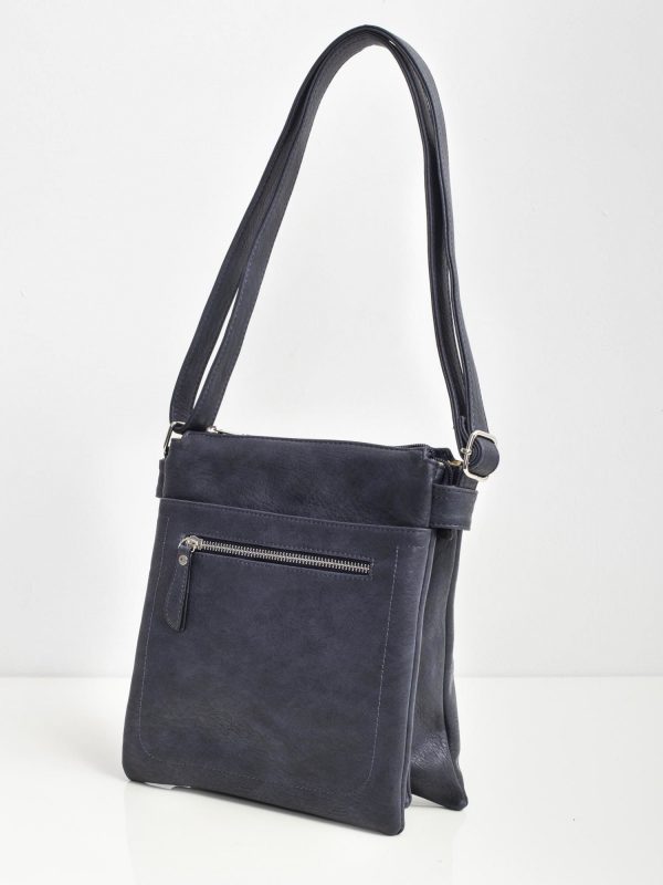 Blue handbag with long strap