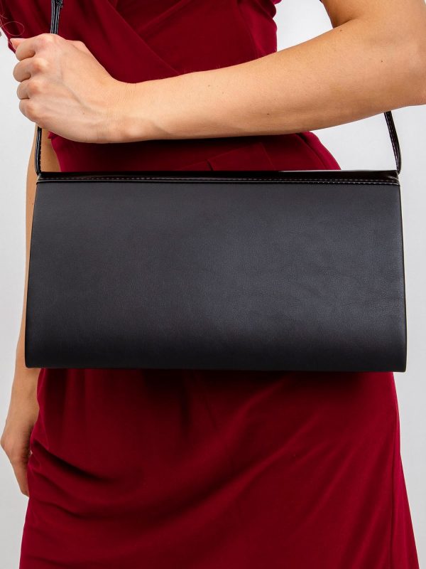 Black clutch bag with lacquered insert