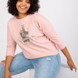 Dirty pink plus size blouse with round neck Vickey