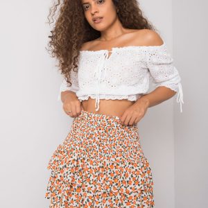 White and orange flounce skirt Cyndi RUE PARIS