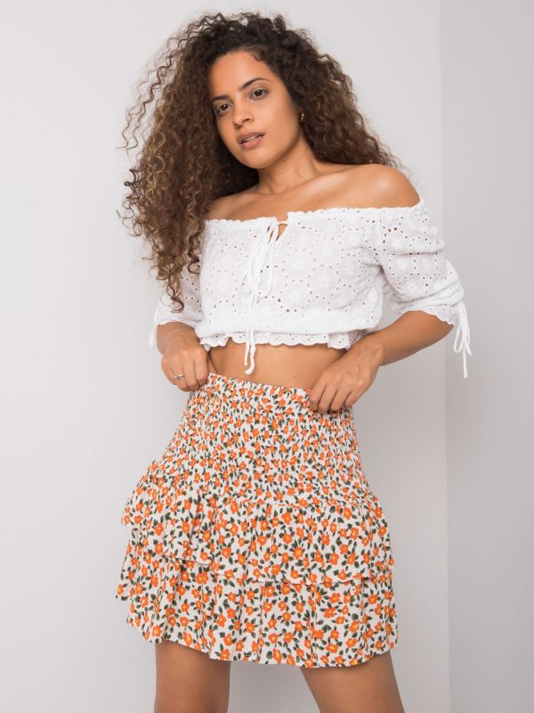 White and orange flounce skirt Cyndi RUE PARIS