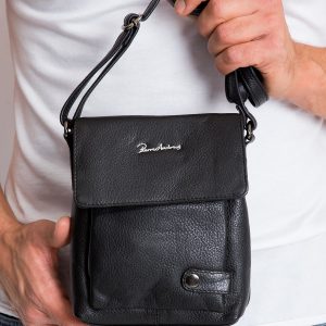 Small Black Leather Men Handbag