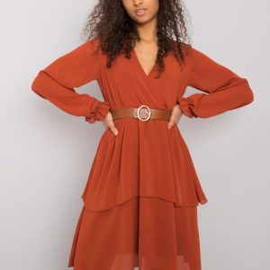 Dark Orange Shellie Long Sleeve Dress