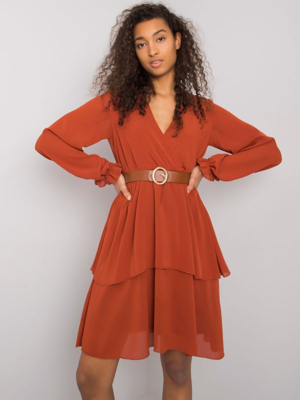 Dark Orange Shellie Long Sleeve Dress