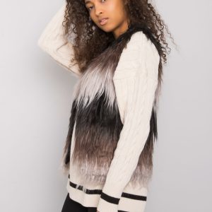 Romi Women's Black Grey Fur Vest