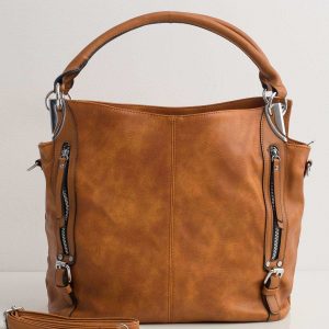 Brown eco-leather city bag