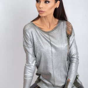 Green and silver pulsive sweater