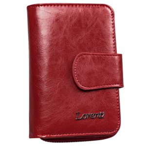 Red leather wallet with zipper