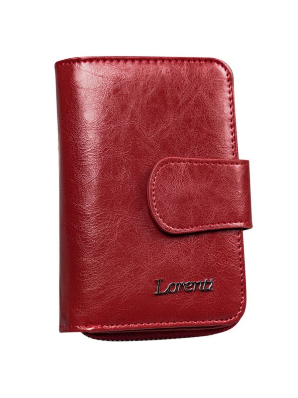 Red leather wallet with zipper