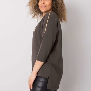 Dark Khaki Cotton Blouse Alissa