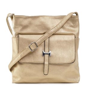 Golden handbag with flap