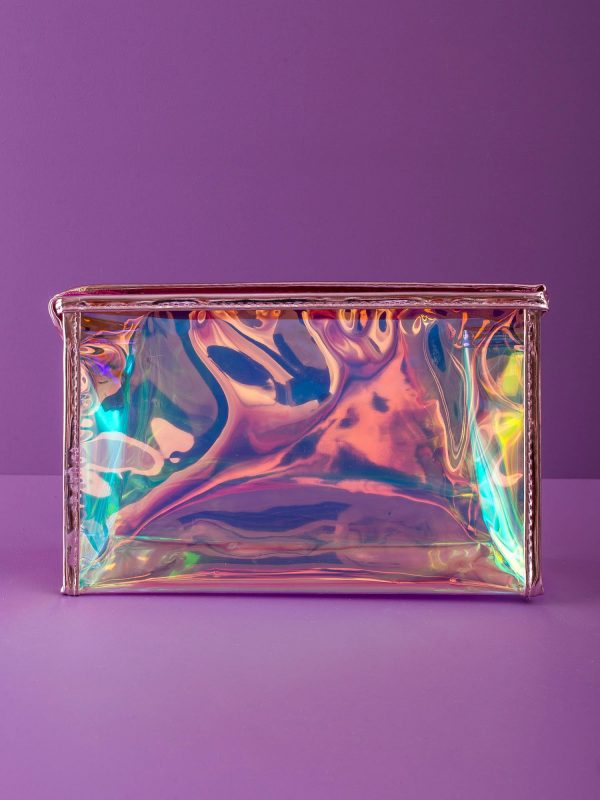 Pink transparent cosmetic bag