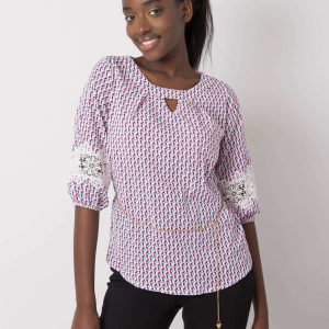 White and pink blouse with Jazmin patterns