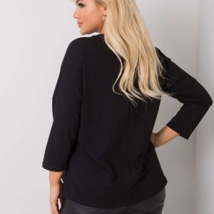 Black Cotton Plus Size Blouse with Molly Lettering