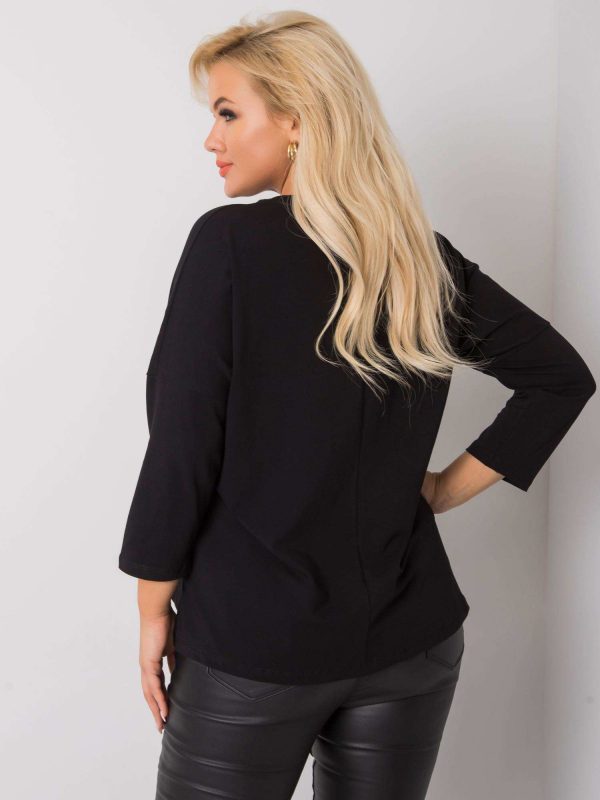 Black Cotton Plus Size Blouse with Molly Lettering