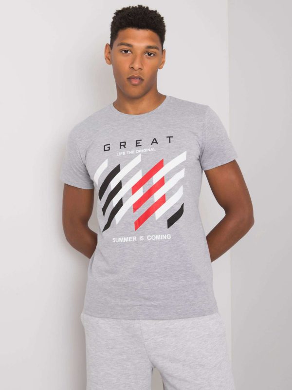 Grey T-shirt for men with colorful print Adriel