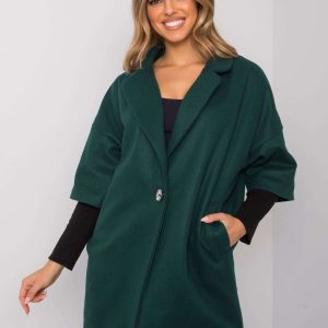 Dark Green Loose Coat Aliz RUE PARIS