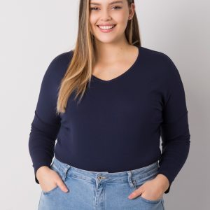 Navy blue smooth plus size blouse Elisa