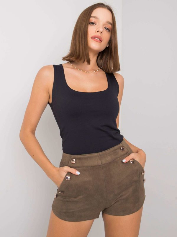 Khaki Button Shorts Jaylah RUE PARIS