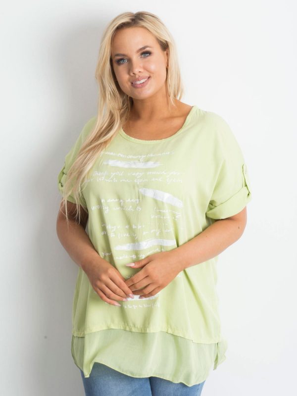 Light green plus size tunic with print