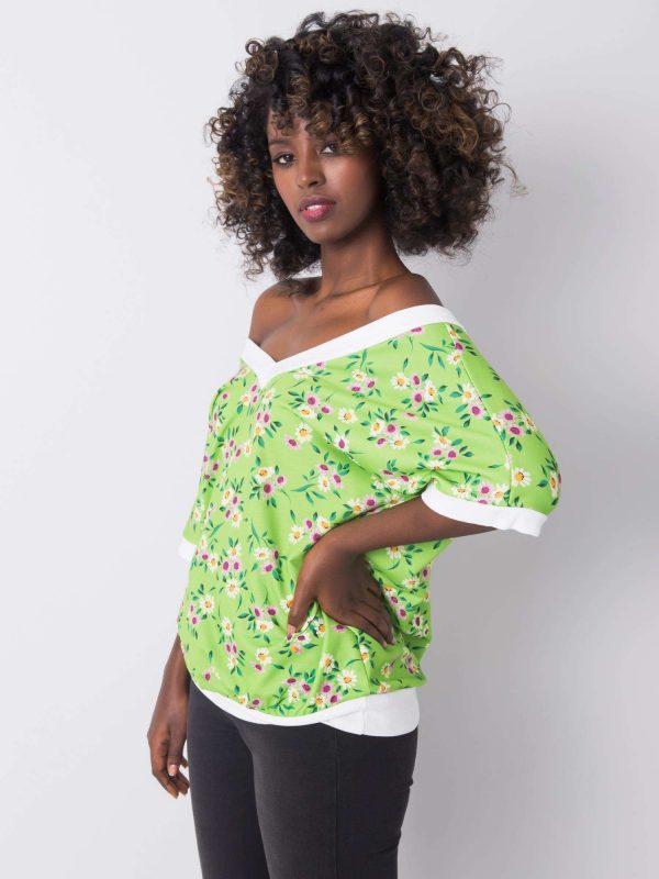 Green blouse with flowers Leni