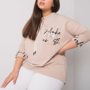 Light beige plus size blouse with Susan print