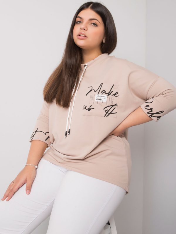 Light beige plus size blouse with Susan print