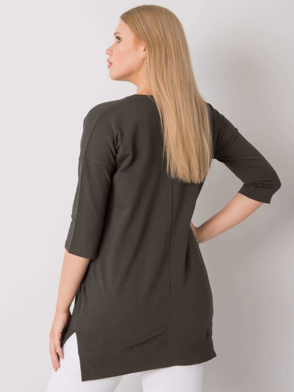 Dark khaki tunic plus size with Laurina pockets