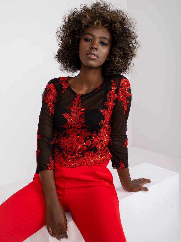 Black and red blouse with sequins Valencia