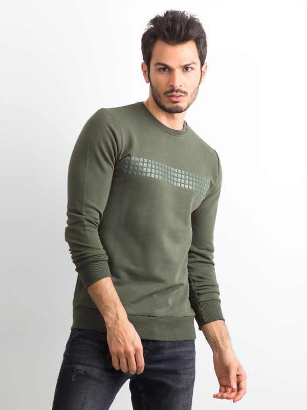 Khaki sweatshirt for men with applique