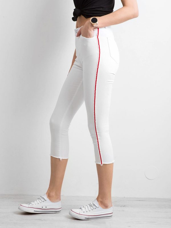 White pants with red stripe