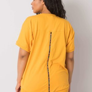 Yellow plus size blouse with Jewel inscription